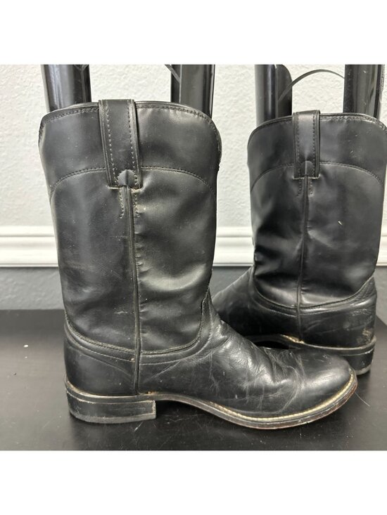 Laredo 7902 Saddle Roper Black Leather Cowboy Boots Mens 8 EE Wide USA Made main image 7